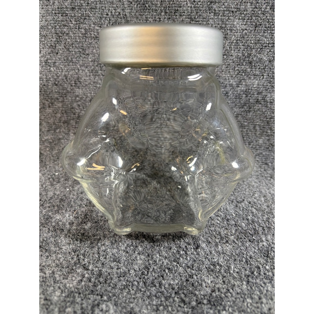 Vintage 1998 IKEA FORVAR Clear Glass Storage Jar Silver Lid France Nautical 5.5" - Picture 5 of 7